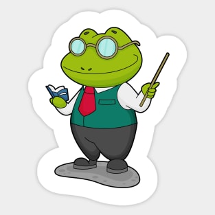 Frog as Teacher with Book Sticker